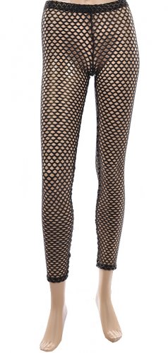 Black and Gold Fishnet Leggings Medium
