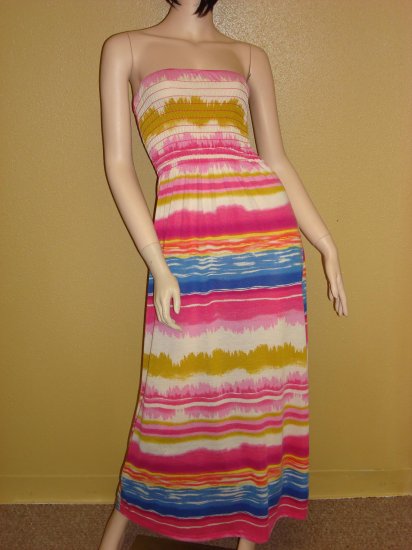Pink Multi Stripe Maxi Dress Size Large