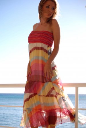 &acirc;�&iexcl;&acirc;�&curren;S Long Shimmer Sheer Stripe Maxi Summer Dress Small&acirc;�&curren;&acirc;�&iexcl;