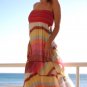 ♡❤S Long Shimmer Sheer Stripe Maxi Summer Dress Small❤♡