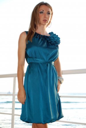 &acirc;�&iexcl;S Blue 2010 Runway Silk Cocktail Party Holiday Dress Small Medium&acirc;�&iexcl;