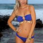L *HOT Brazilian Rhinestone Bikini* Blue Beach Swimsuit Cute As A Bunny Vix-en Swimwear 14kt Gold!