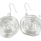 Sterling Silver Round Wavy Wire Dangle Earrings