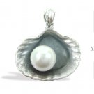 Black Shell 925 Sterling Silver with Pearl 0.9 mm Pendant