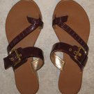Reddish Brown Toe Slide Sandals Size 8