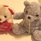 Plush Bears Stuffed Toys Set of Two White and Lavender Plush Bears Stuffed Toys Set of Two White and Lavender