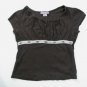 Girls Brown Shirt with Beaded Lace Trim Across Chest, Size L