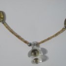 Amber Colored Beaded Choker Necklace with Clear Pendant, 15"