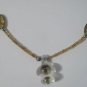 Amber Colored Beaded Choker Necklace with Clear Pendant, 15"