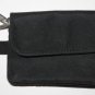 Black Zippered Change Purse with Attached Key Ring and Exterior Pocket