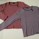 Girls Striped Long Sleeve Shirts Size L (10-12), Wine & Purple set of 2 Girls Striped Long Sleeve Shirts Size L (10-12), Wine & Purple set of 2