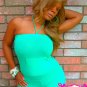 (Style#Romper-17)Lime Green Halter Style Jeresy Romper W Pockets-Small
