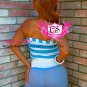 (Style#Romper-7)Blue/White Striped Tube Jumper W Detached Belt-Small