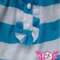(Style#Romper-7)Blue/White Striped Tube Jumper W Detached Belt-Medium