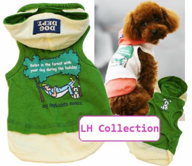 Dog Tee with hood (Green) - Big Dog Size