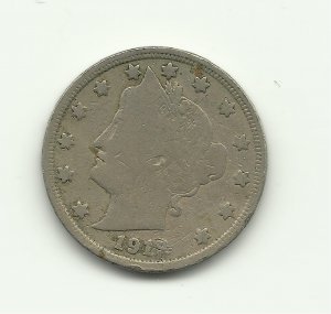 1912 #10 V Liberty nickels.