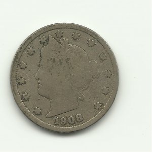1908 #1 V Liberty nickel