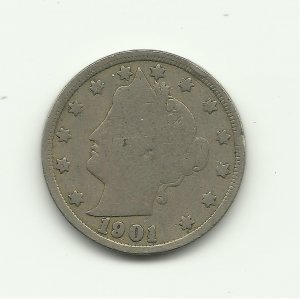 1901 #6 V Liberty nickel