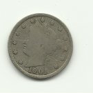 1901 #5 V Liberty nickel