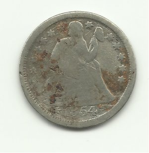 1854 Seated Liberty Dime