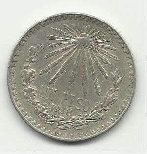 1938 #1 Mexican Un Peso Silver