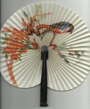 Vintage 10" x 9.25" Oriential Fans Set