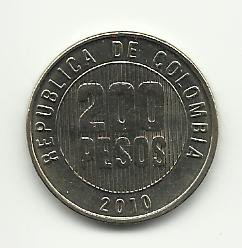 2010 #1 Gem Bu Colombian 200 Peso Coin
