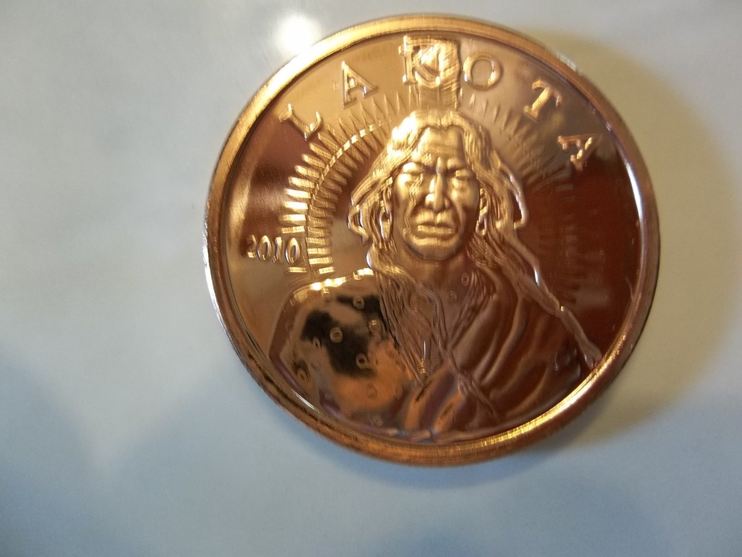 2010 Unc. One Oz. .999 Copper Lakota Coin