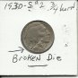 1930-S #2 Buffalo Nickel WITH BROKEN DIE