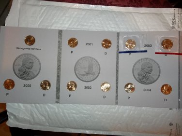 New BU UNC. Sacagawea 2000-2004 FULL and COMPLETE Folder with 11 coins.