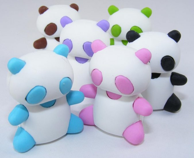 NEW 6 Colors Japanese Panda Bear Erasers IWAKO