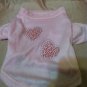Dog Puppy Shirt Cover Outfit Pink Red Silver Hearts M Medium 14-16" 13-20lbs.