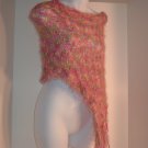 Poncho hand knitted multi colors Pink green poncho