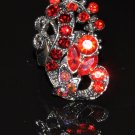 Rare two tone red crystal peacock ring R1234
