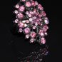 Large pink crystal flower ring R1236