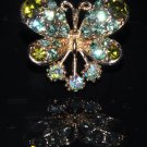 Green crystal butterfly gold ring R1241