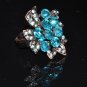 Maple leaves blue crystal ring R1243