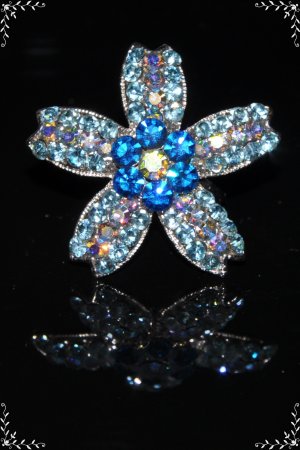 Daisy on star crystal ring in blue R1245