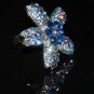 Daisy on star crystal ring in blue R1245