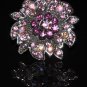 Daisy on leaves purple crystal ring R1249