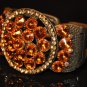 Orange stone with yellow crystal watch type bangle B1002