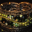 Two tone green crystal bangle B1003