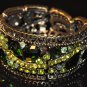 Two tone green crystal bangle B1003