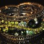 Two tone green crystal bangle B1003