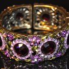 Daisy flowers purple crystal vinatge style bangle B1005