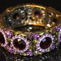 Daisy flowers purple crystal vinatge style bangle B1005