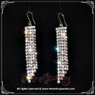 5 Row two tone pink n clear crystal rhinestone sparkling dangle earrings E3007