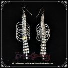 Special design cricles loops on 3 row clear crystal rhineshtone sparkling dangle earrings E3009