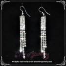 Elongated 3 row clear crystal rhinestone sparkling bridal dangle earrings E3010