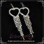 8cm long heart w/ dangling clear crystal rhinestone sparkling wedding bridal earrings E3016